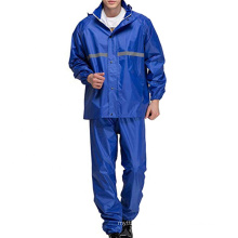 waterproof windproof 100% polyester with PU coating adult hooded outdoor reusable raincoat suit